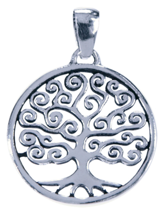 Hanger Levensboom met krullen 20 mm zilver