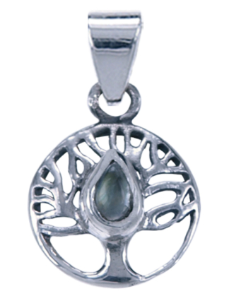 Hanger Levensboom met Maansteen 12 mm zilver