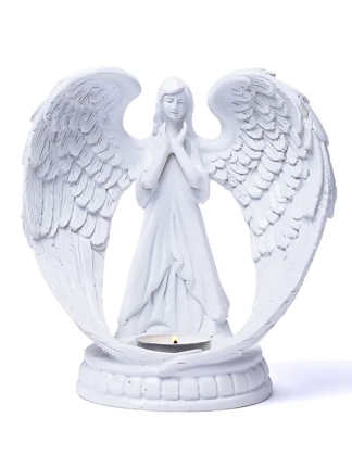 Kaarshouder Engel polyresin 15 cm
