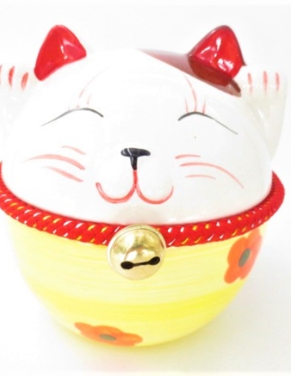 Chinese Gelukskat spaarpot 14 cm geel