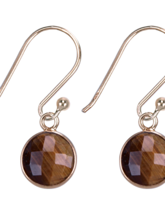 Oorhangers Tijgeroog zilver gold plated