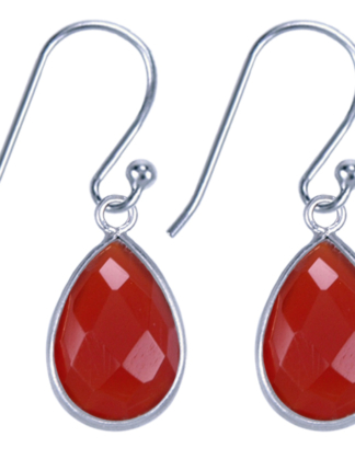 Oorhangers Carneool zilver druppelvorm
