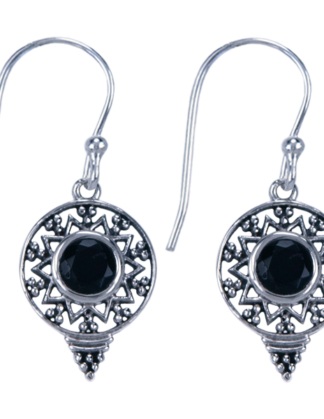 Oorhangers Onyx zilver bewerkt