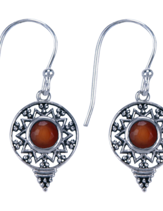 Oorhangers Carneool zilver bewerkt