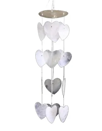 Windmobiel witte hartjes Capiz schelp 35 x 10 cm