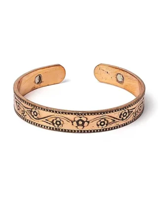 Magneet armband Koper bloemmotief 6 cm