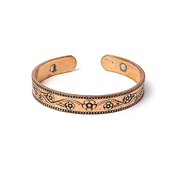 Magneet armband Koper bloemmotief 6 cm